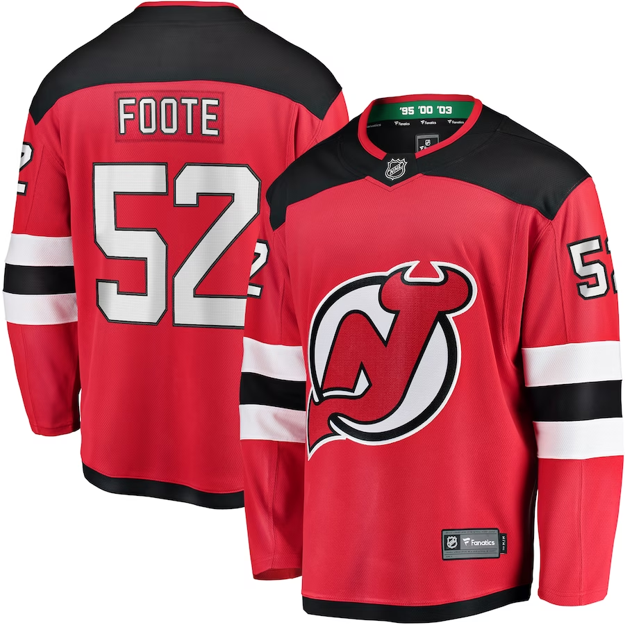 Men's New Jersey Devils Cal Foote #52 Red Jersey